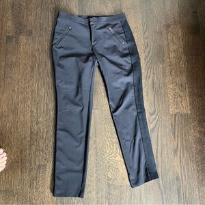 REBECCA TAYLOR NEW! Black AVA TECHY Zip Pockets‎ Tapered Tuxedo Pants Sz 8